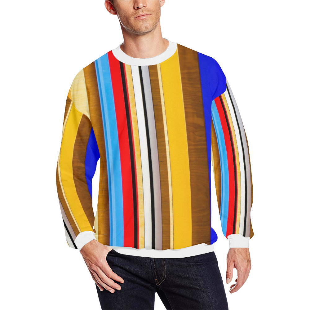 Colorful abstract pattern stripe art Men's Oversized Fleece Crew Sweatshirt/Large Size(Model H18)