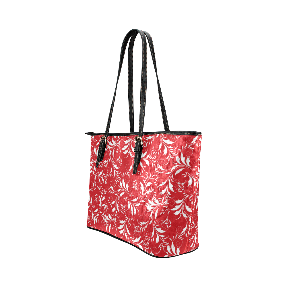 Fancy Floral Pattern Leather Tote Bag/Large (Model 1651)