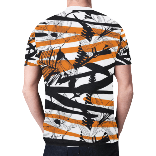 Floral Tiger Print New All Over Print T-shirt for Men (Model T45)