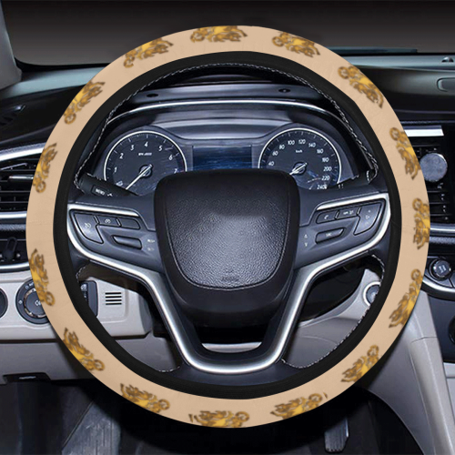Assyrian Lion Hunter Steering Wheel Cover with Elastic Edge