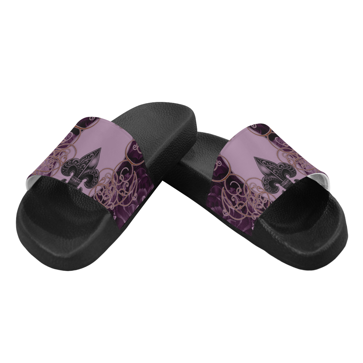 Flowers in soft violet colors Men's Slide Sandals (Model 057)