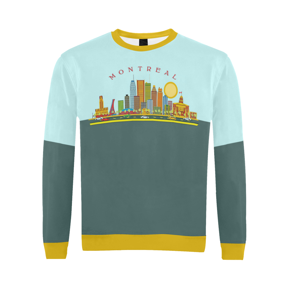 MONTREAL All Over Print Crewneck Sweatshirt for Men/Large (Model H18)