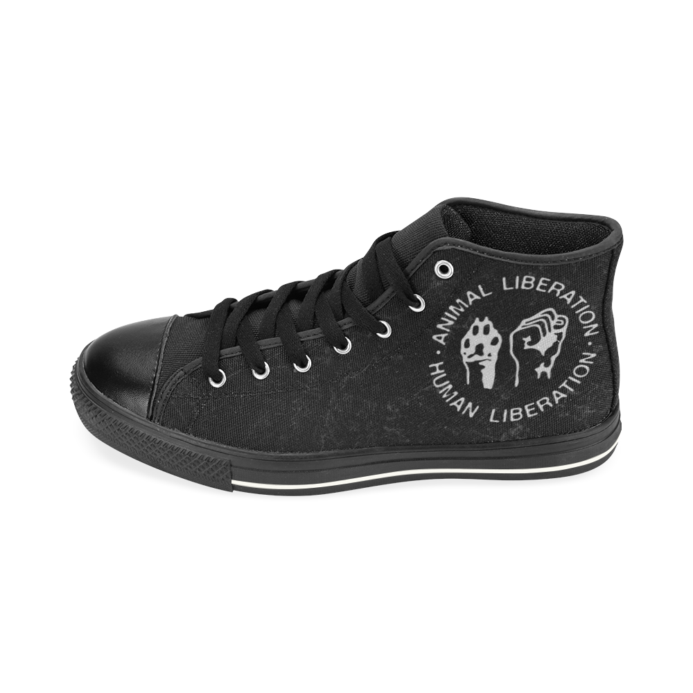 Animal Liberation, Human Liberation High Top Canvas Shoes for Kid (Model 017)