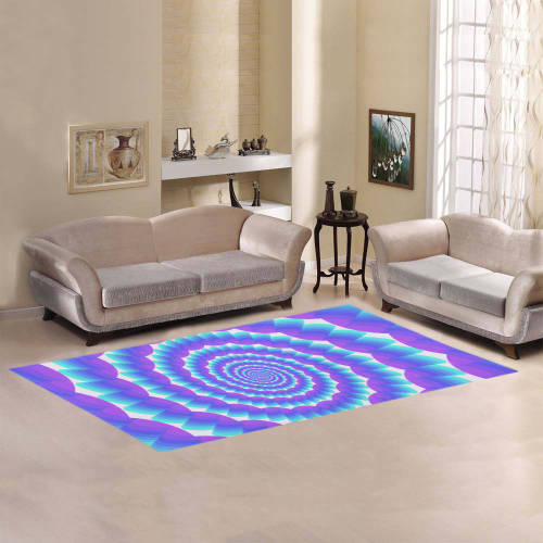 Blue and pink spiral Area Rug 7'x3'3''