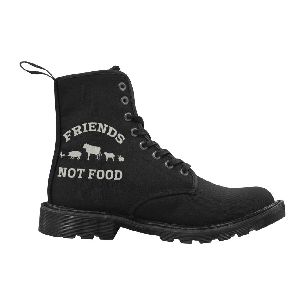 Friends Not Food (Go Vegan) Martin Boots for Women (Black) (Model 1203H)