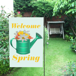 Floral Watering Can Garden Flag 28''x40'' （Without Flagpole）