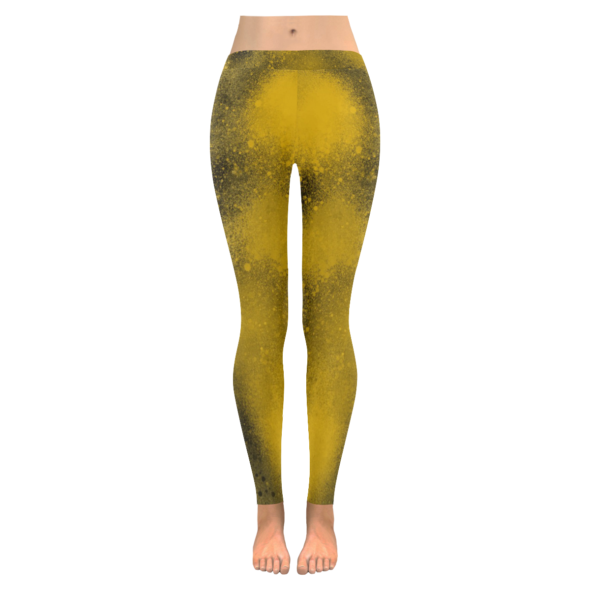 Black and Yellow Paintballs Women's Low Rise Leggings (Invisible Stitch) (Model L05)