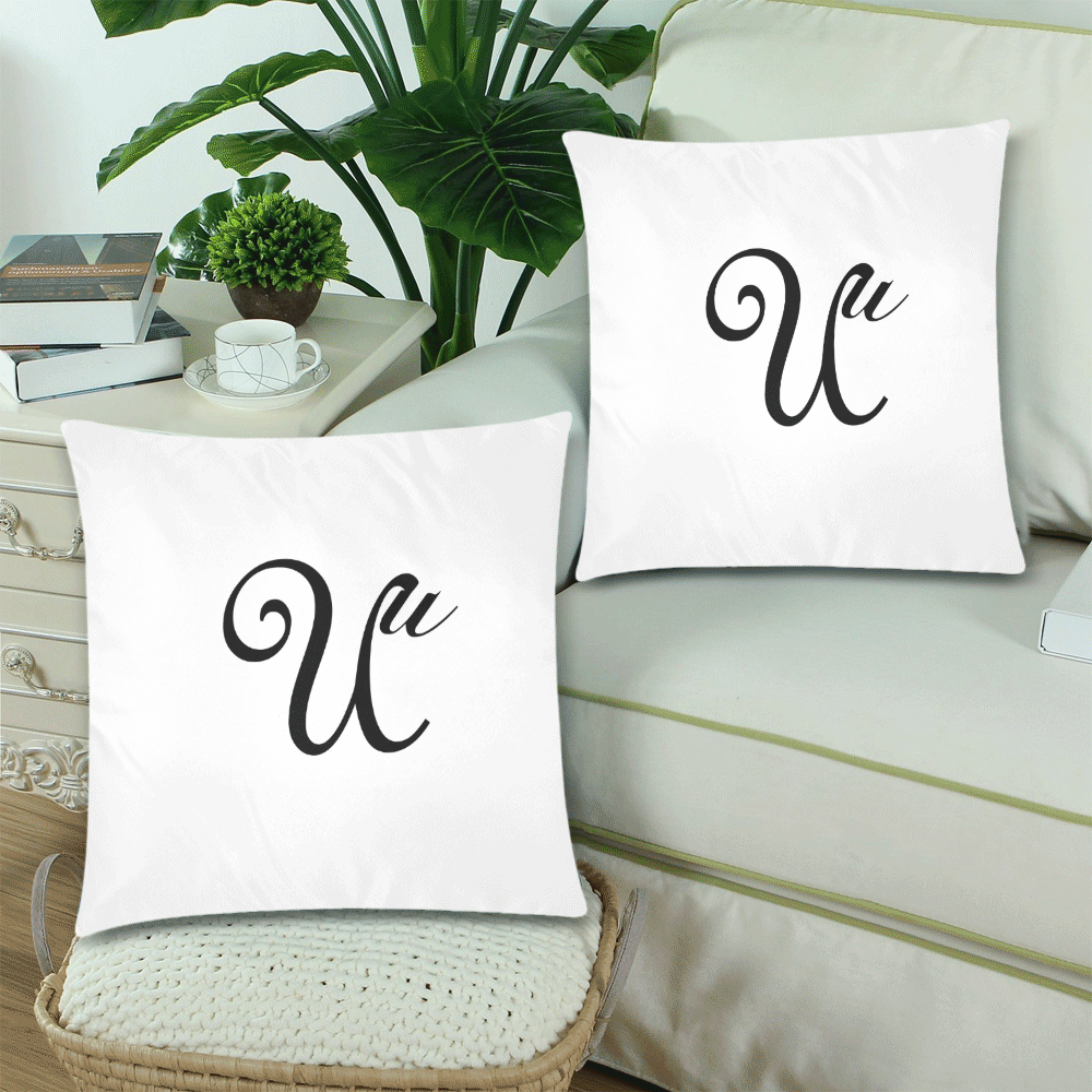 Alphabet U by Jera Nour Custom Zippered Pillow Cases 18"x 18" (Twin Sides) (Set of 2)