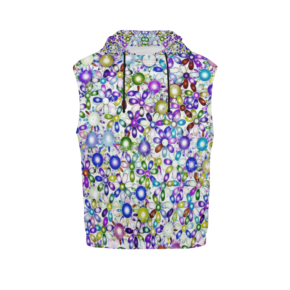 Vivid floral pattern 4181B by FeelGood All Over Print Sleeveless Hoodie for Women (Model H15)