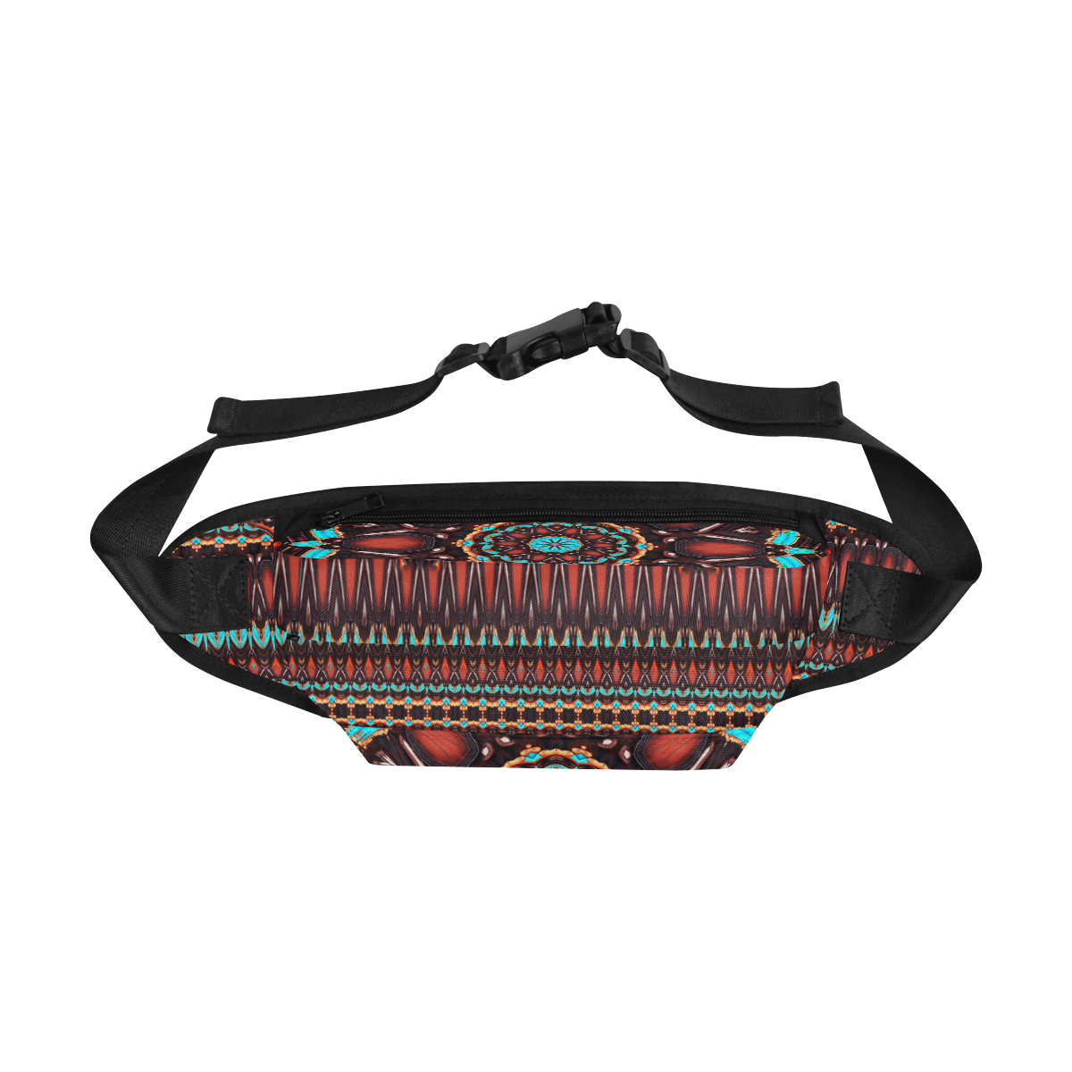 K172 Wood and Turquoise Abstract Pattern Fanny Pack/Large (Model 1676)