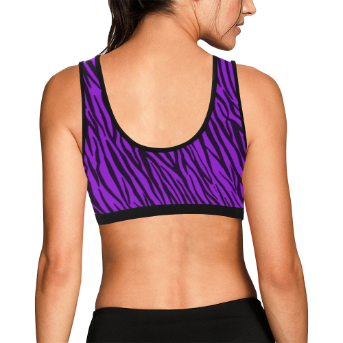 Purple Zebra Pattern Women's All Over Print Sports Bra (Model T52)