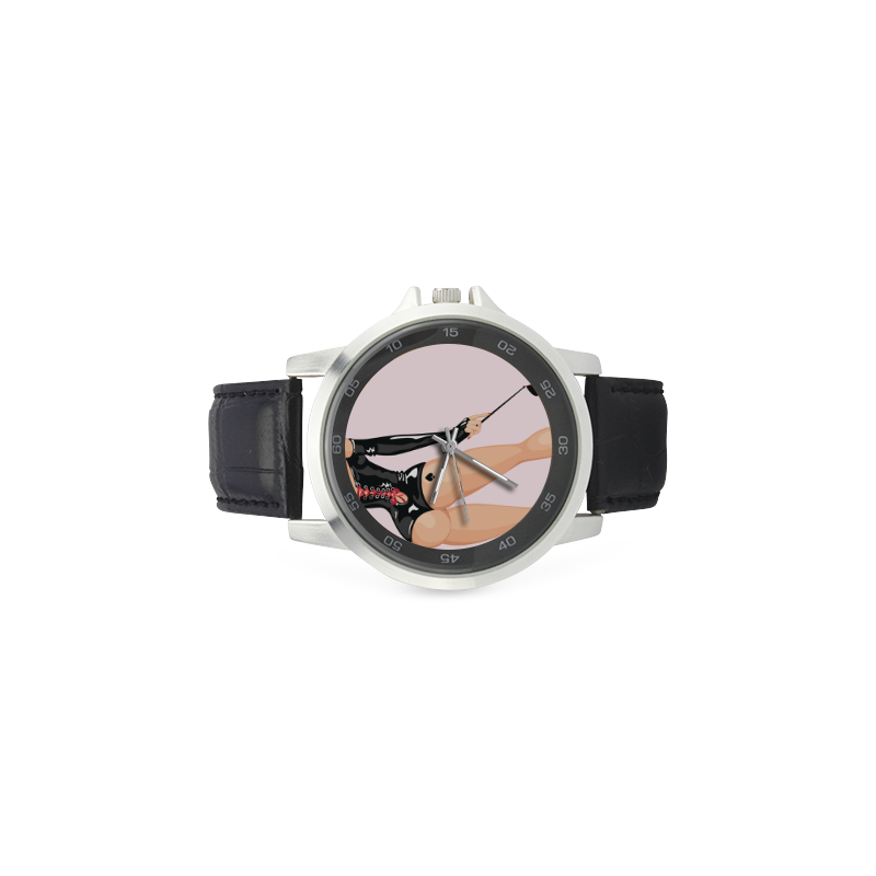 Kinky Girl Unisex Stainless Steel Leather Strap Watch(Model 202)