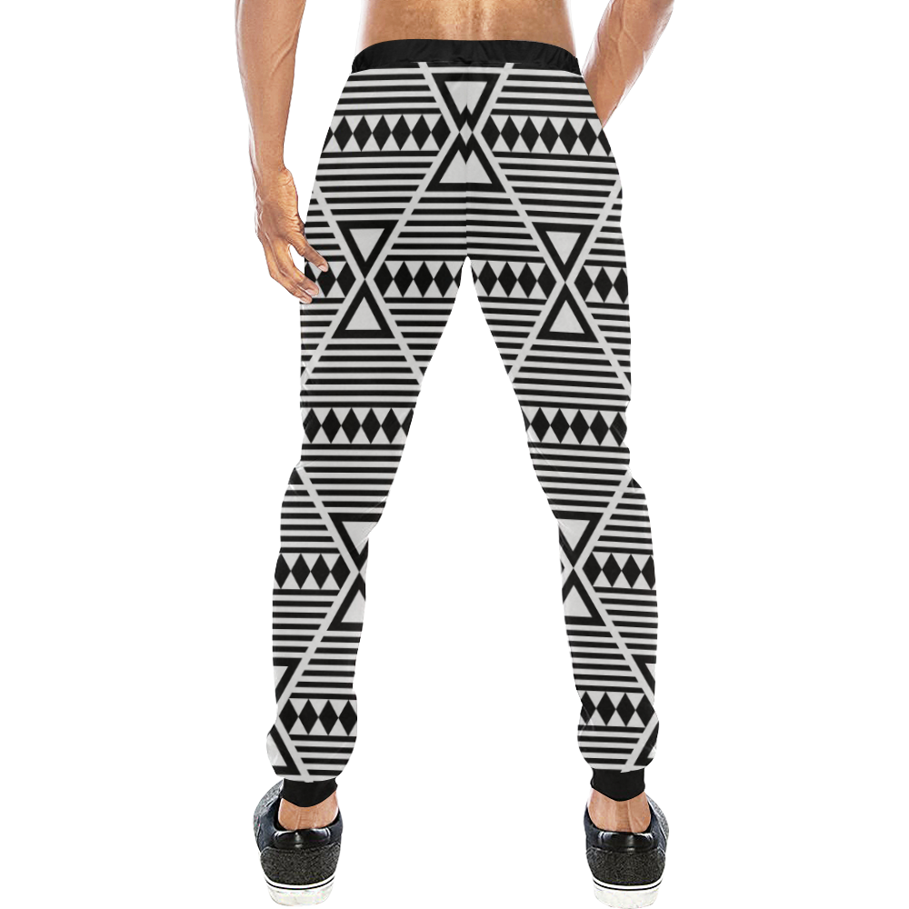 Black Aztec Tribal Men's All Over Print Sweatpants (Model L11)