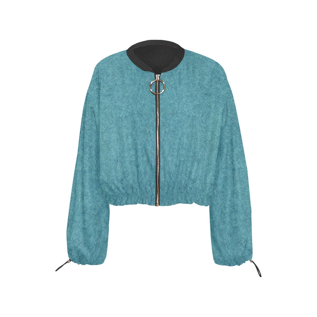 LEATHER TEXTURE 2 Cropped Chiffon Jacket for Women (Model H30)