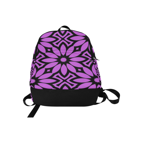 Purple/Black Flowery Pattern Fabric Backpack for Adult (Model 1659)