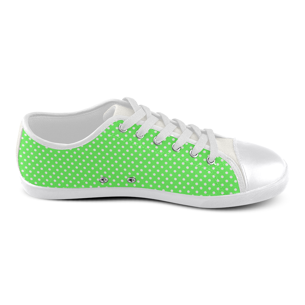 Eucalyptus green polka dots Canvas Shoes for Women/Large Size (Model 016)