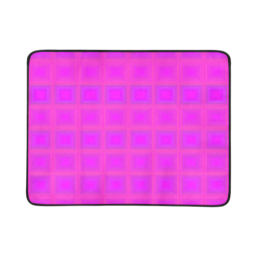 Pink golden multicolored multiple squares Beach Mat 78"x 60"