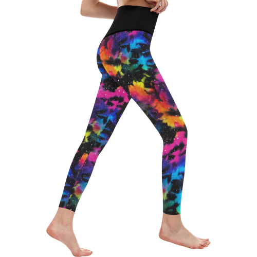 Tie Dye Rainbow Galaxy Women's All Over Print High-Waisted Leggings (Model L36)