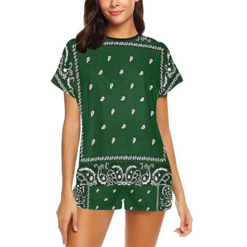KERCHIEF PATTERN GREEN Women's Short Pajama Set