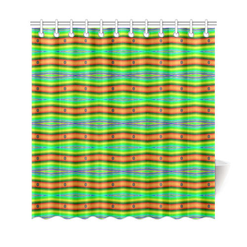 Bright Green Orange Stripes Pattern Abstract Shower Curtain 69"x72"