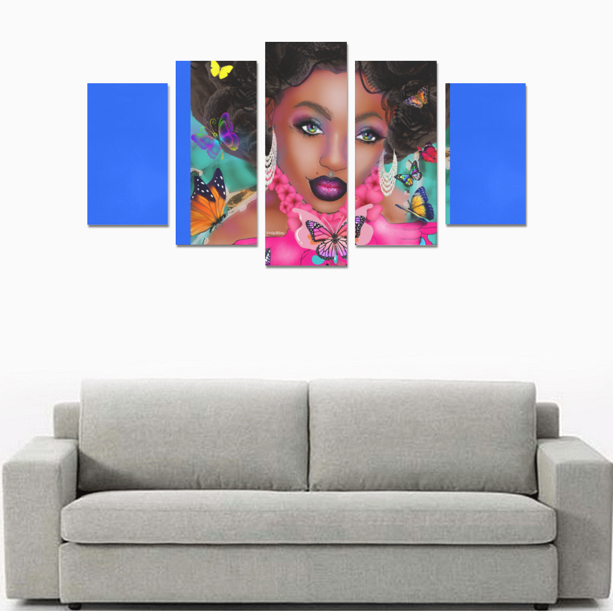 FLYYAYY 5PC CAN BLUE Canvas Print Sets A (No Frame)