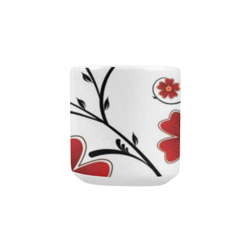 Big beautiful red flowers heart shaped morphing cold or hot mug Heart-shaped Morphing Mug
