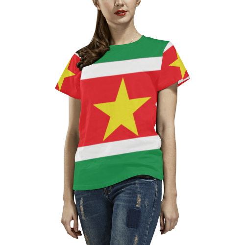Suriname flag All Over Print T-Shirt for Women (USA Size) (Model T40)