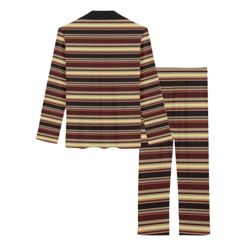 Dark textured stripes Women's Long Pajama Set