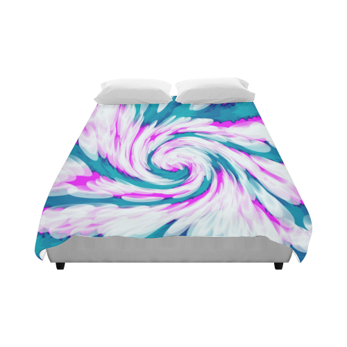 Turquoise Pink Tie Dye Swirl Abstract Duvet Cover 86"x70" ( All-over-print)