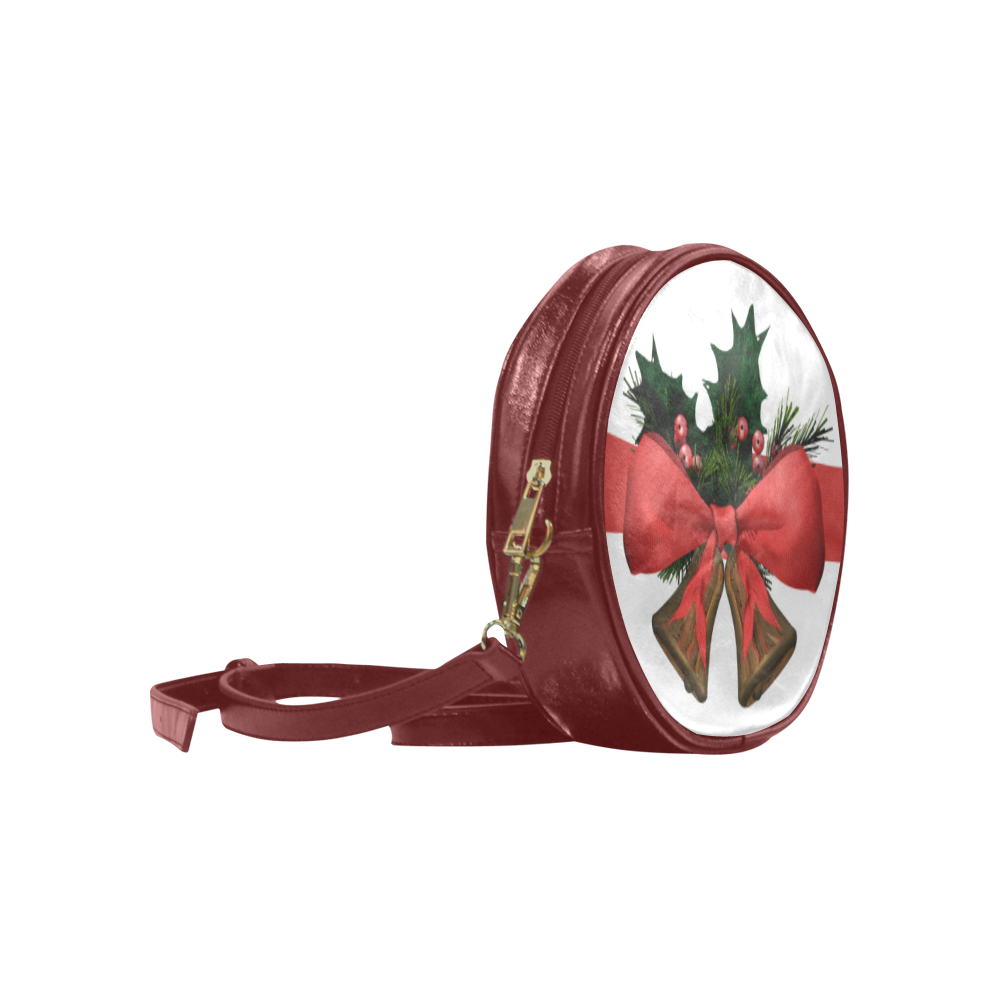 xmas bells arrangement with red ribbon Round Sling Bag (Model 1647)