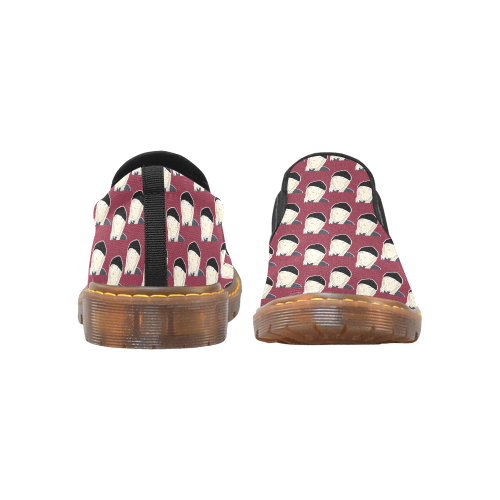beanie boy pattern red Martin Women's Slip-On Loafer/Large Size (Model 12031)