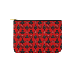 Las Vegas Black and Red Casino Poker Card Shapes on Red Carry-All Pouch 9.5''x6''