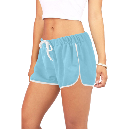 color sky blue Women's All Over Print Relaxed Shorts (Model L19)