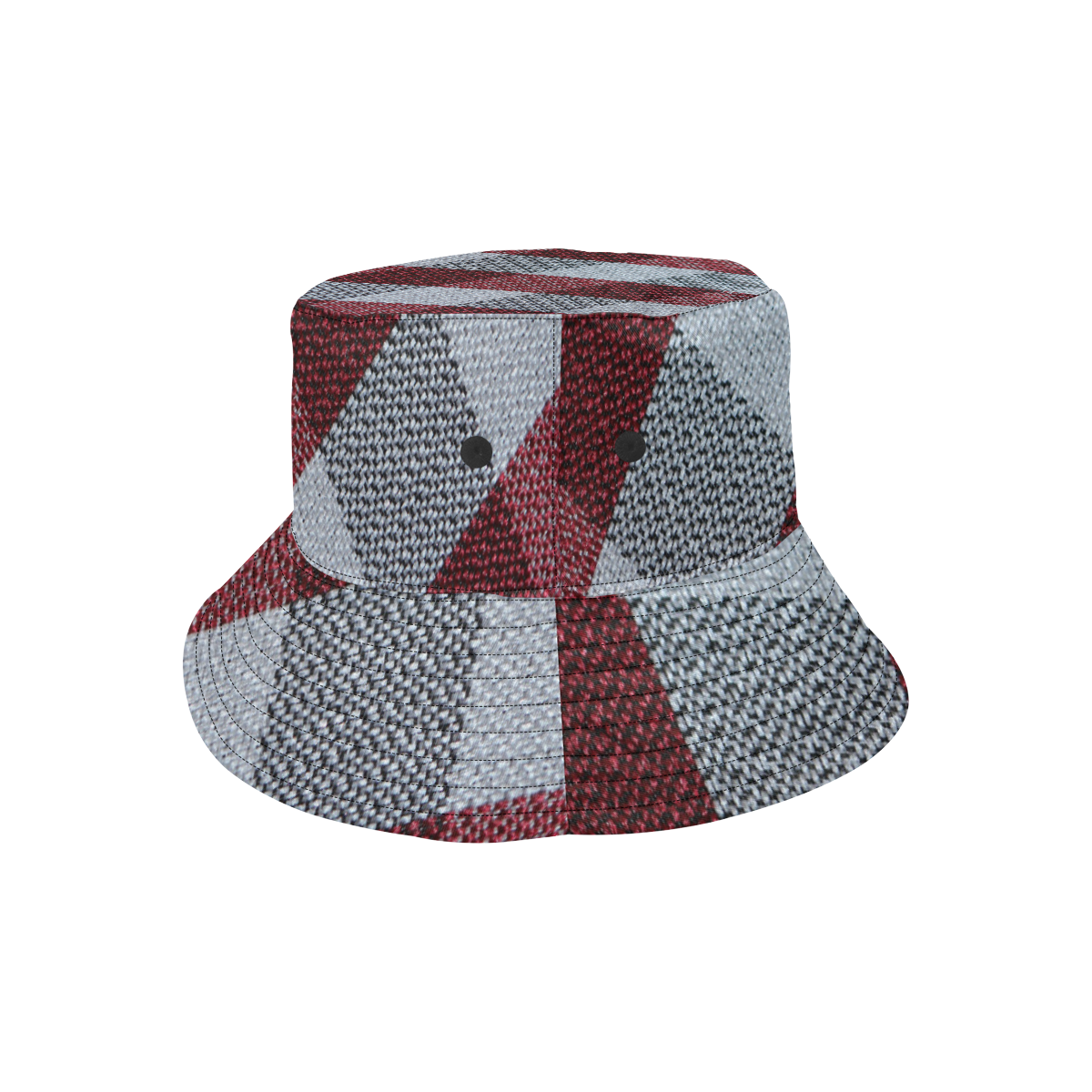 Red Grey Plaid All Over Print Bucket Hat