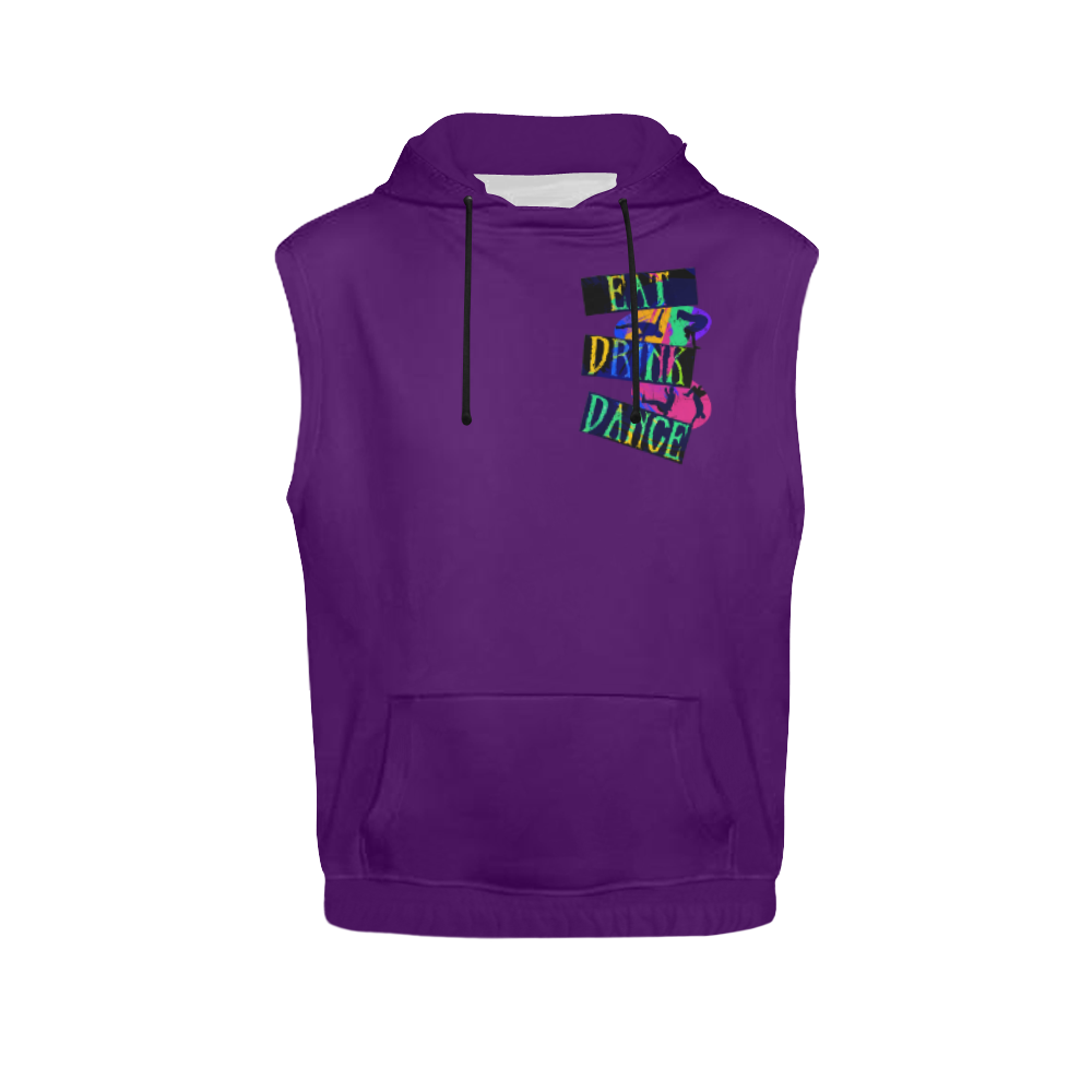 Break Dancing Colorful / Purple All Over Print Sleeveless Hoodie for Women (Model H15)