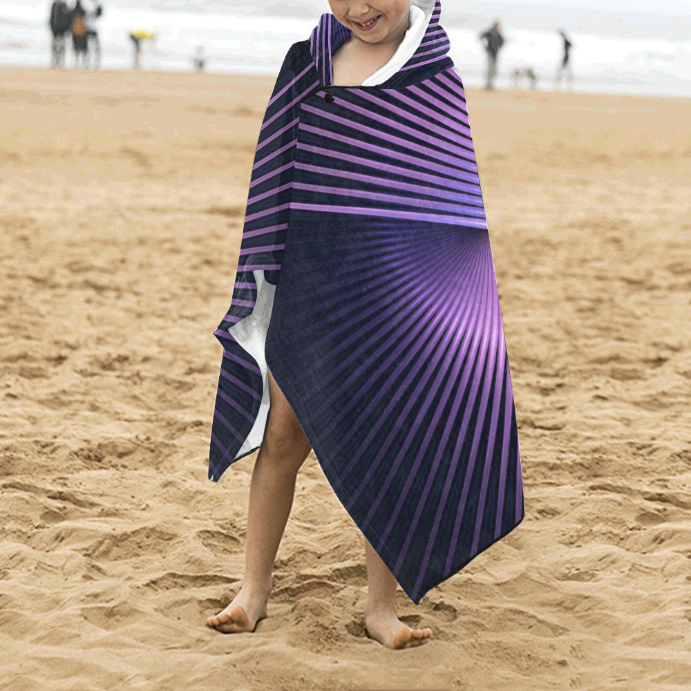Purple Rays Kids' Hooded Bath Towels