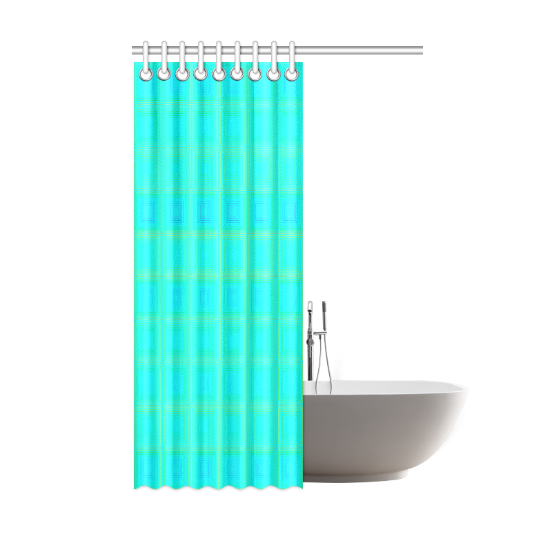 Baby blue yellow multicolored multiple squares Shower Curtain 48"x72"