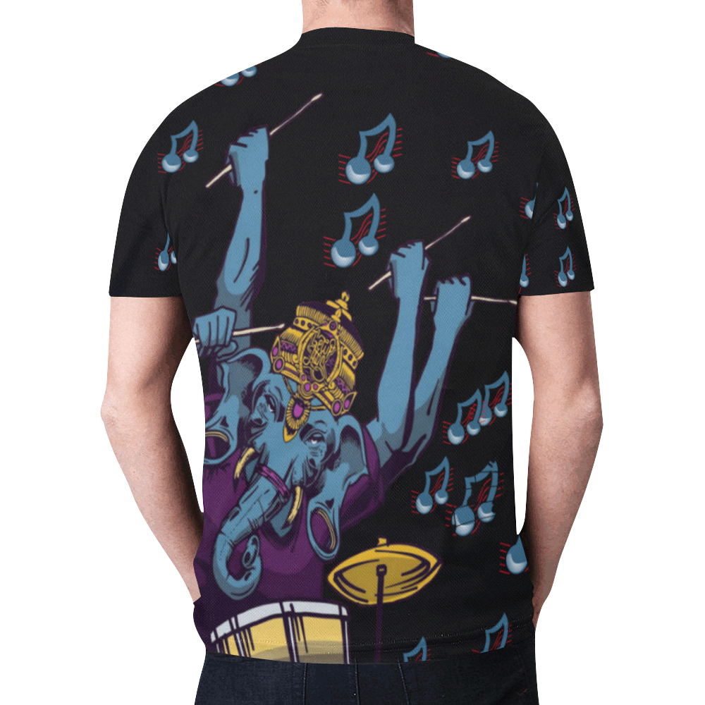 All Over Shirt Ganesha Drummer Music Design New All Over Print T-shirt for Men (Model T45)