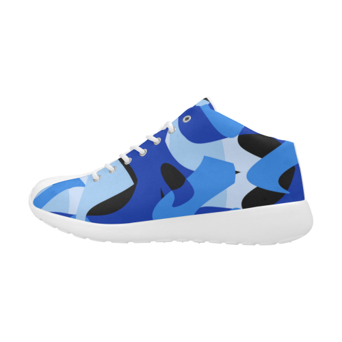 Camouflage Abstract Blue and Black Men's Basketball Training Shoes (Model 47502)