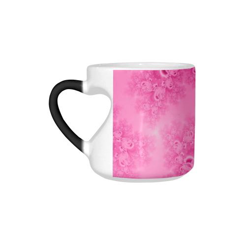 Soft Pink Frost of Morning  Fractal Abstract Heart-shaped Morphing Mug