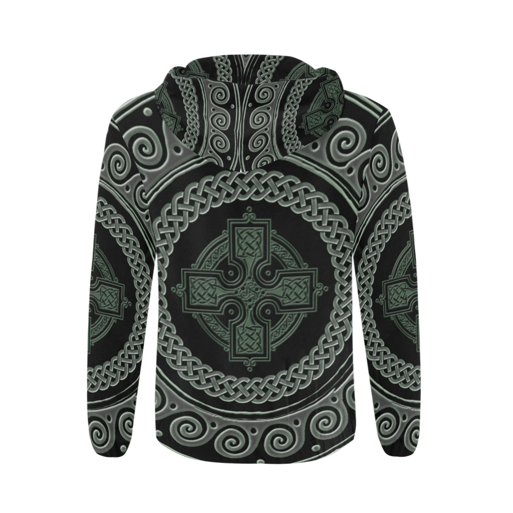 Awesome Celtic Cross All Over Print Full Zip Hoodie for Men/Large Size (Model H14)