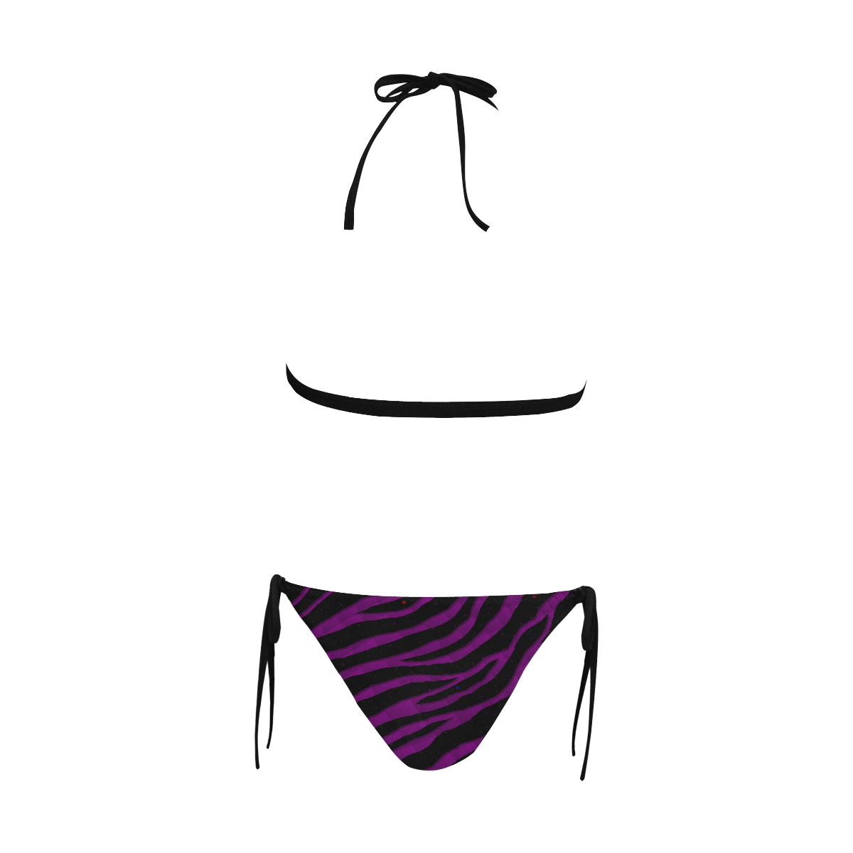 Ripped SpaceTime Stripes - Purple Buckle Front Halter Bikini Swimsuit (Model S08)