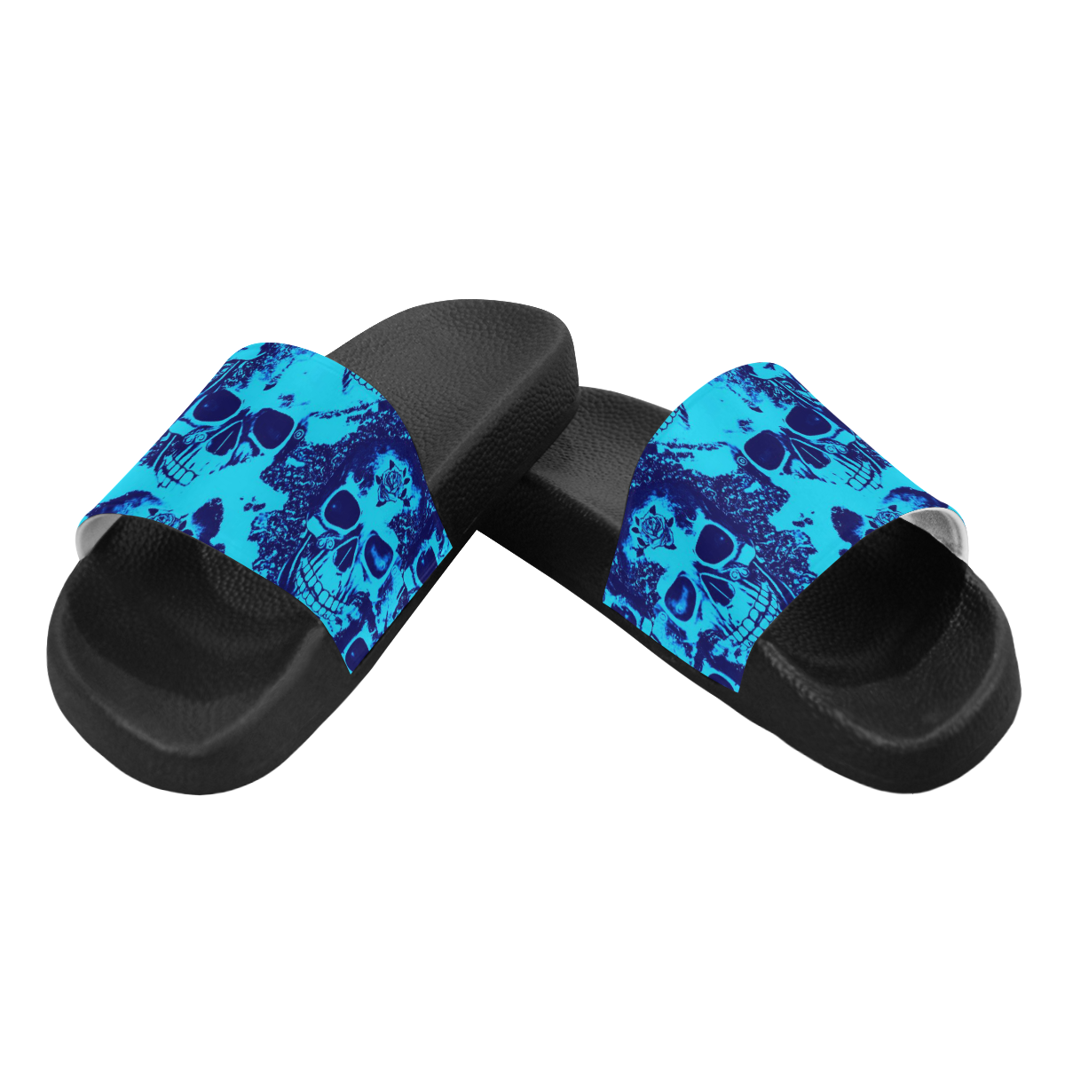 cloudy Skulls blue by JamColors Men's Slide Sandals (Model 057)