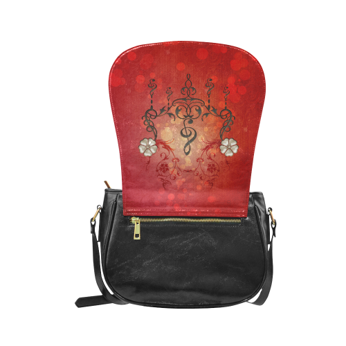 Music clef with floral design Classic Saddle Bag/Small (Model 1648)