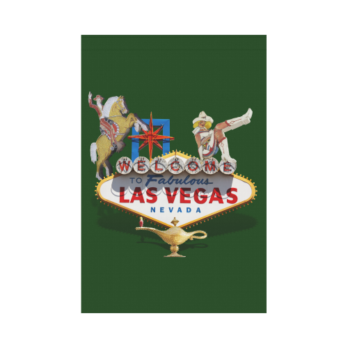Las Vegas Welcome Sign on Green Garden Flag 12‘’x18‘’（Without Flagpole）