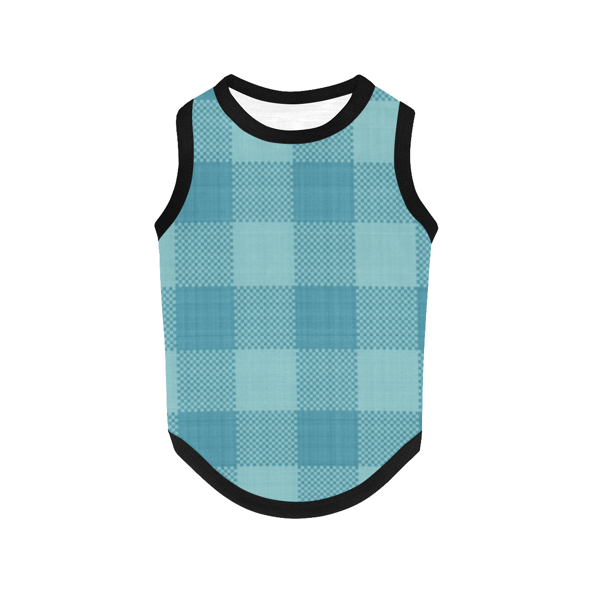Turquoise Plaid All Over Print Pet Tank Top