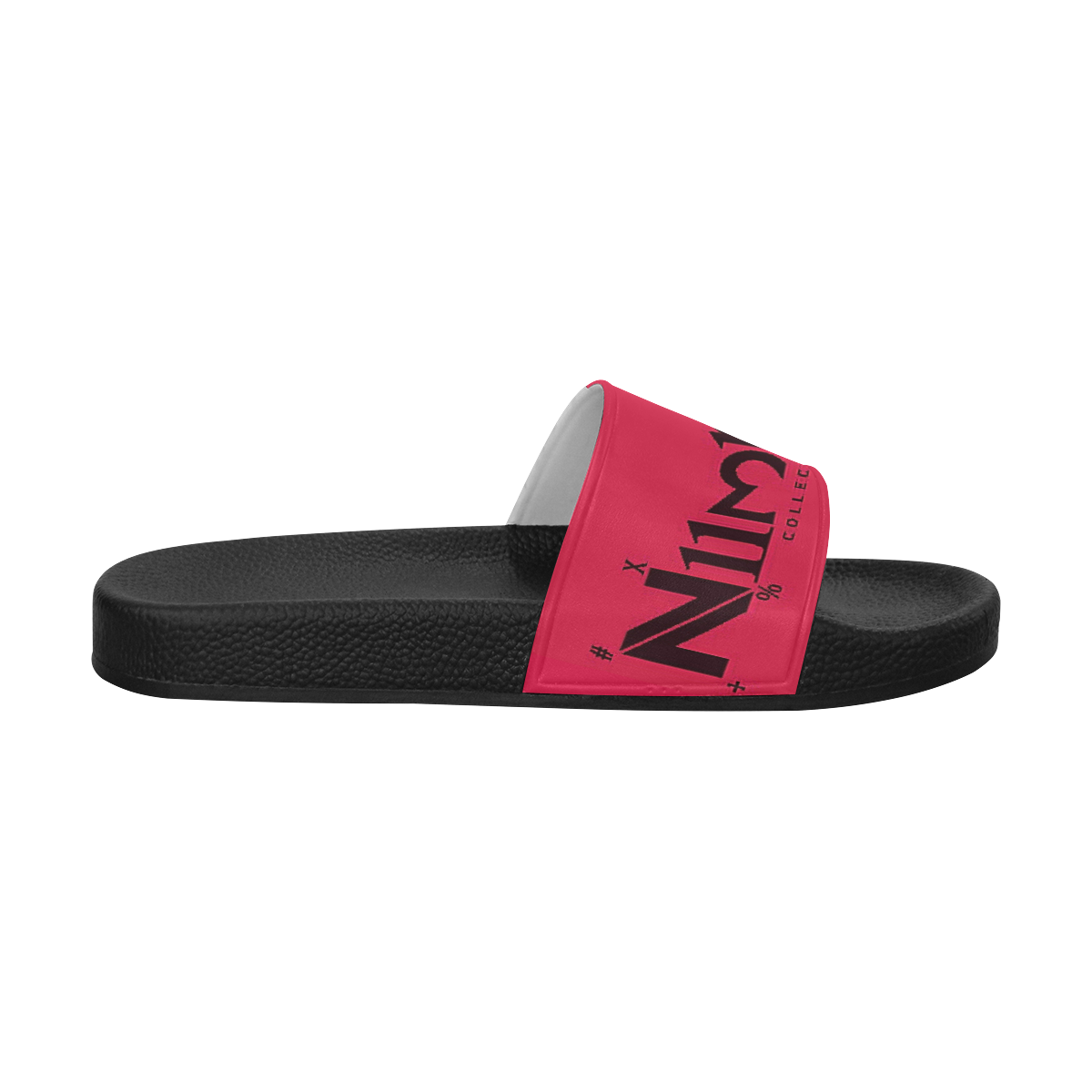 NUMBERS Collection Black/Ruby Red Men's Slide Sandals (Model 057)