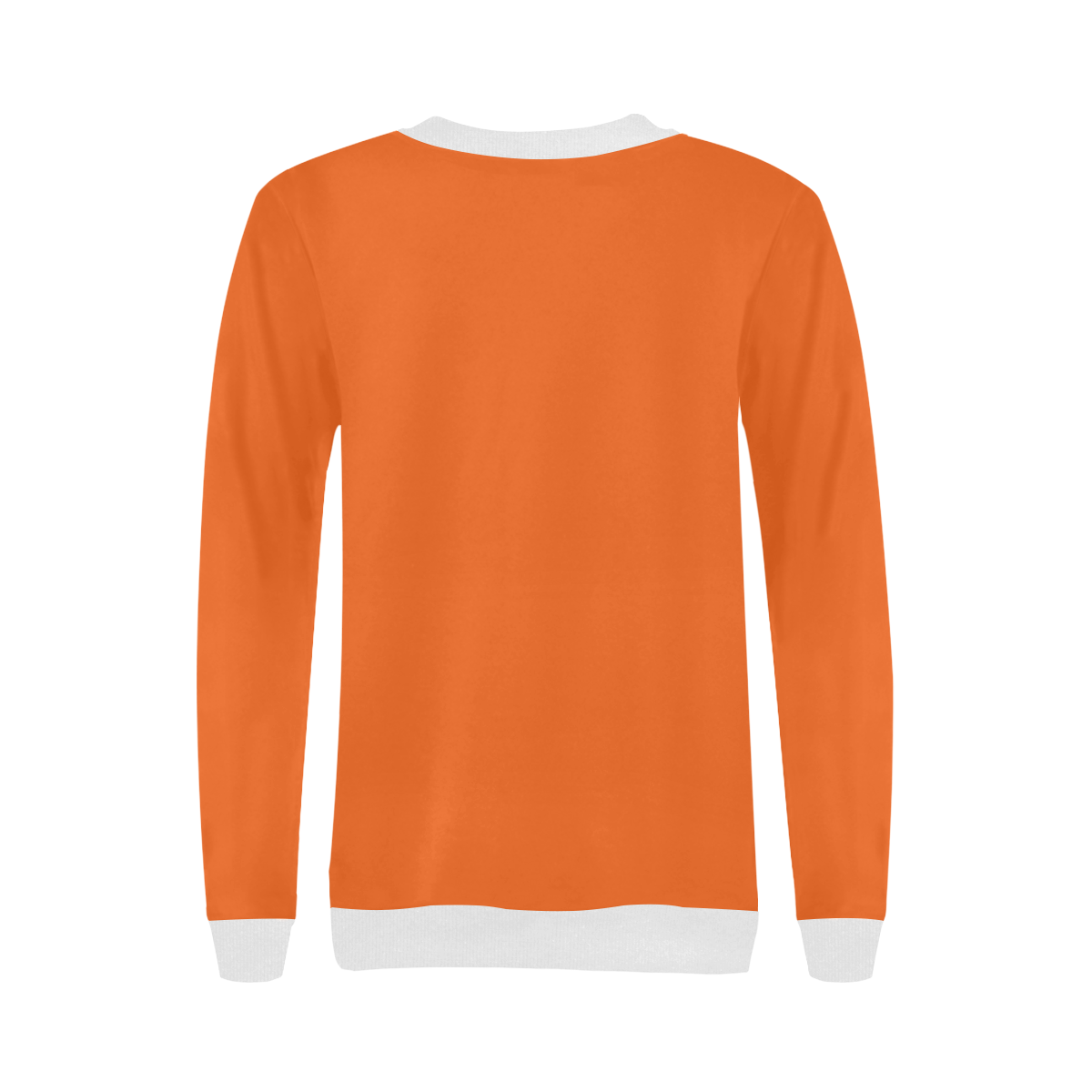 Adorable Yorkie Sugar Skull Orange/White Women's Rib Cuff Crew Neck Sweatshirt (Model H34)
