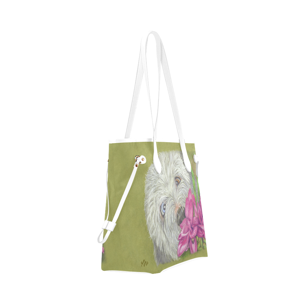 SHeepie sniffing tumeric -flower series 1- color p Clover Canvas Tote Bag (Model 1661)