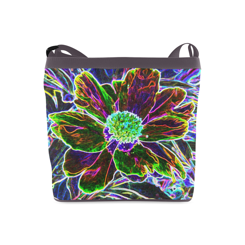 Abstract Garden Peony in Black and Blue Crossbody Bags (Model 1613)